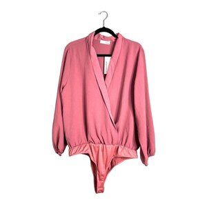 NWT Stitch Fix Heatherly‎ Ellison Surplice Bodysuit Dusty Pink Mauve Plus 1X